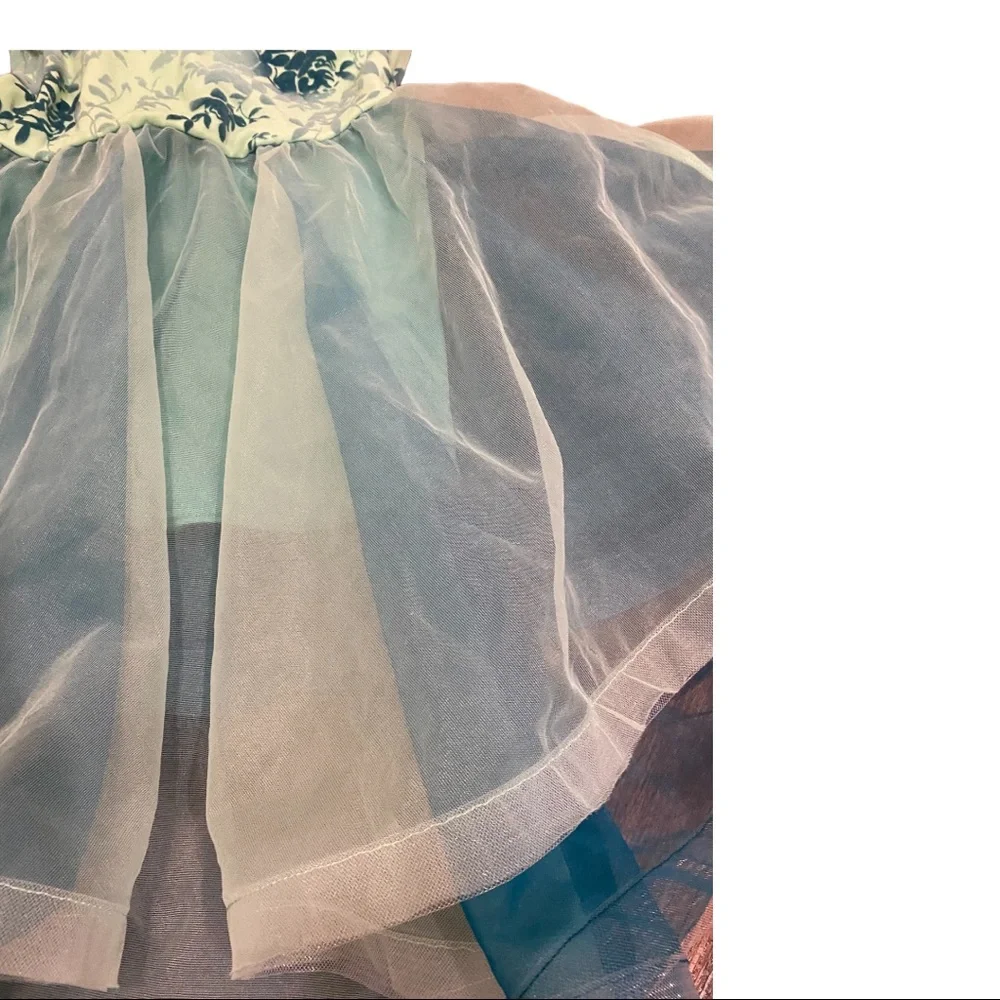 WEISSMAN Sage GREEN Recital DANCE Competition DRESS Child Medium Floral Tulle
